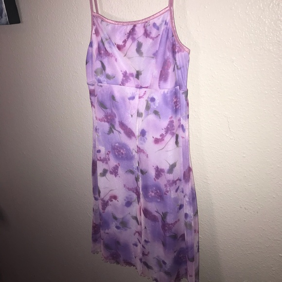 Vtg 70s Hippie/Fairy Goth Floral Purple Midi Dress - Picture 4 of 11